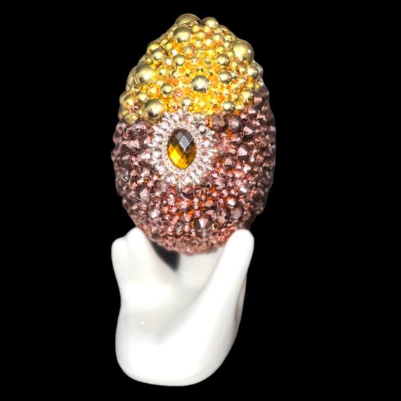 Easter Egg, Spring Decoration, Egg w/Cermaic Holder,Bling Gold Egg, Hanging egg - Picture 10 of 16